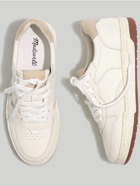 Madewell Cream and Tan Low-Top Sneakers with Brown Outsole